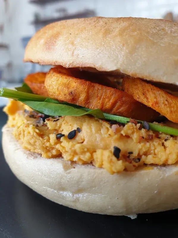 Hummus, Spinach and Sweet Potato